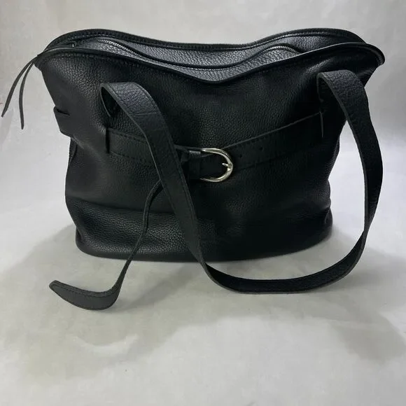 Sac Bandoulière Vintage Charles Et Charlus – Cuir Noir Grand Format, Fait Main En France